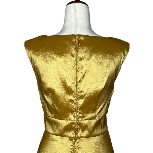 MODCLOTH‎ Women’s Size 8 Gold Fantastic Satin Sleeveless Fit & Flare Midi Dress - Picture 8 of 15